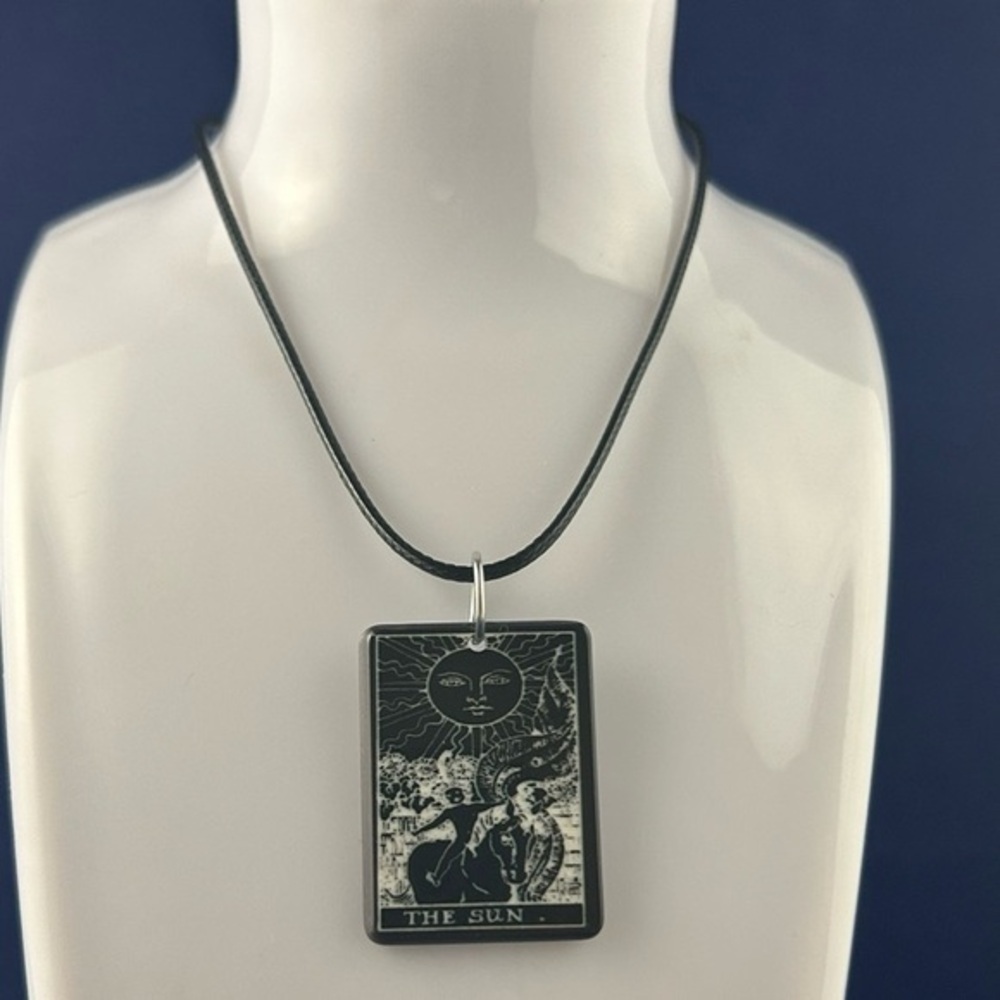 Black Tarot Card Pendant Necklace